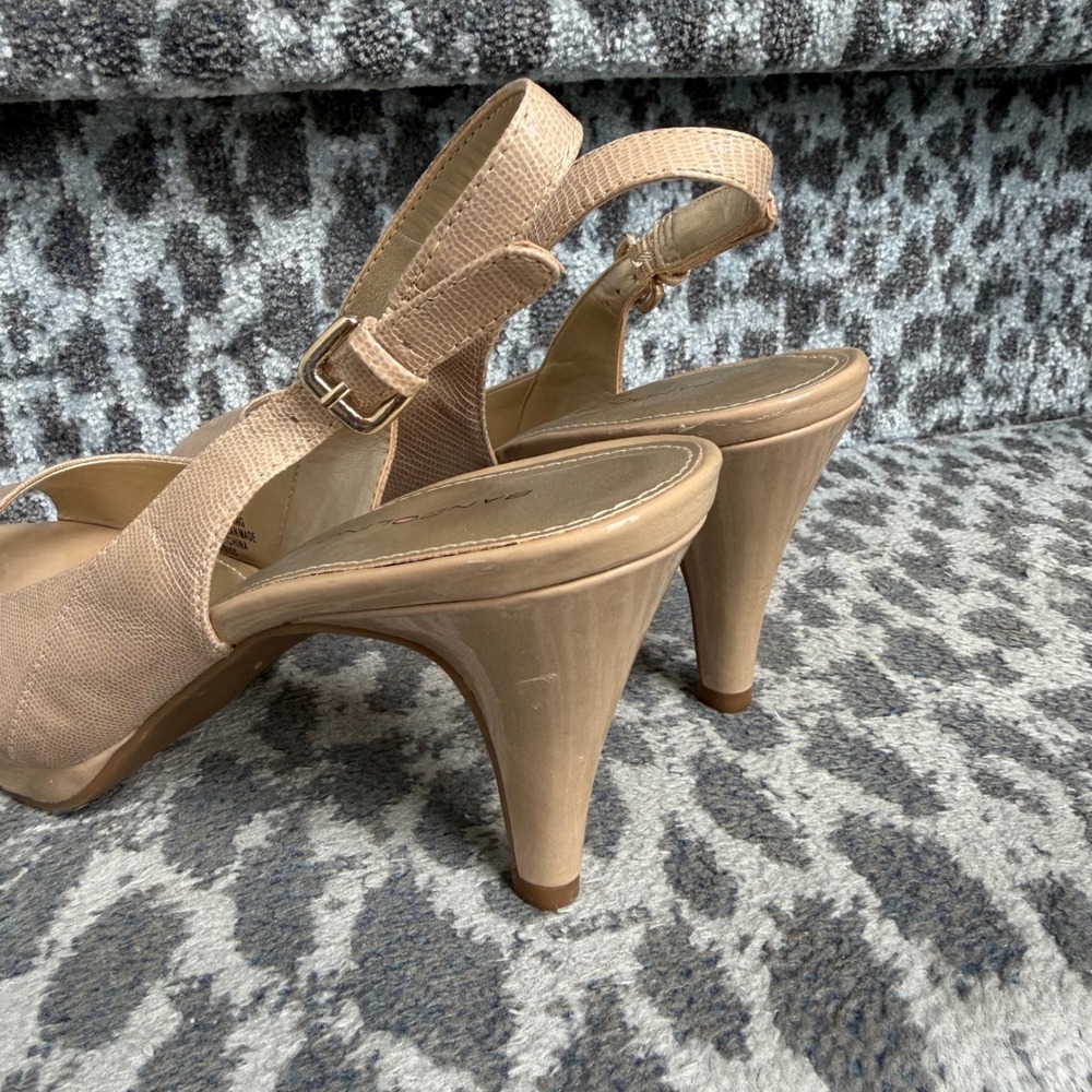 Bandolino Malmo Nude Peep Toe Slingback Heels Size 9M Reptile Embossed BD7MALMO - Picture 2 of 5